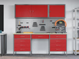 Work Cabinet with Drawer 8 pcs Red Engineered Wood and Steel 3321459