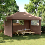 ZNTS Foldable Party Tent Pop-Up with 3 Sidewalls Brown 4004972