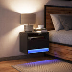 ZNTS Wall-mounted Bedside Cabinet with LED Lights Black 852063