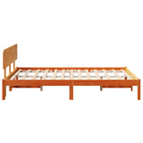 Bed Frame with Headboard Wax Brown 120 x 200 cm Solid Pine Wood 872109