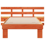 Bed Frame with Headboard Wax Brown 90 x 200 cm Solid Pine Wood 872712