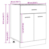 Drawer Bottom Cabinet Lyon Old Wood 60x46x81.5 cm Engineered Wood 856089