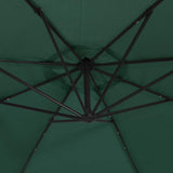 Cantilever Garden Parasol with LED Lights and Metal Pole 350 cm Green 44524