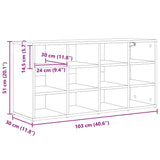 Shoe Cabinet with Shelf White 103 x 30 x 51 cm Engineered wood 808702