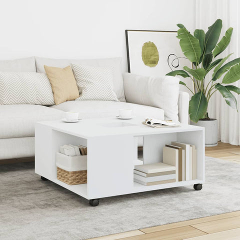 ZNTS Coffee Table White 80x80x40 cm Engineered Wood 853173