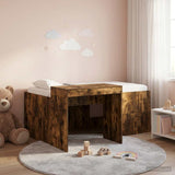Kids'High Bed Frame with Desk Smoked Oak Engineered Wood 3422671