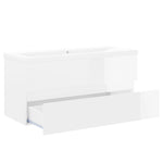 ZNTS Sink Cabinet with Built-in Basin High Gloss White Engineered Wood 3071573