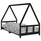 Kids Bed Frame Black 90x200 cm Solid Wood Pine 834455