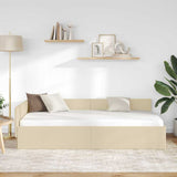 Corner Bed Frame with Headboard Cream 90 cm x 200 cm Velvet 42016049