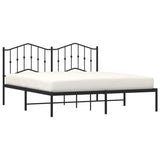 Metal Bed Frame without Mattress with Headboard Black 160x200cm 373792