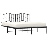 Metal Bed Frame without Mattress with Headboard Black 160x200cm 373792