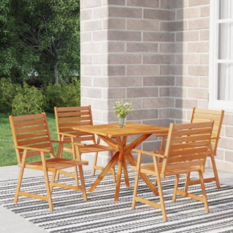 ZNTS 5 Piece Garden Dining Set Solid Wood Acacia 3087136