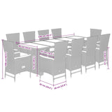 ZNTS 11 Piece Garden Dining Set with Cushions Grey Poly Rattan 3277565