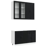Kitchen Unit LUCCA 4 pcs Black Engineered Wood 3438326