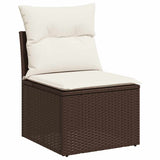 2 Piece Garden Sofa Set with Cushions Brown Poly Rattan Acacia 3325249
