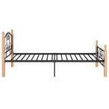 Bed Frame Black and natural Powder-coated metal, solid oak wood 324939