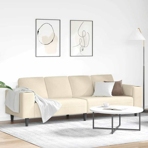 Fabric Sofa with Cushion Cream 208 cm Corduroy fabric 3335102
