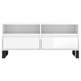 TV Cabinet High Gloss White 100x34.5x44.5 cm Engineered Wood 831246