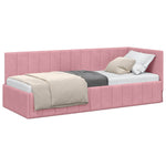 Corner Bed Frame with Headboard Pink 80 x 200 cm Velvet 42016290