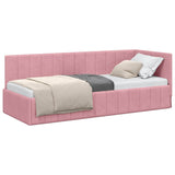Corner Bed Frame with Headboard Pink 80 x 200 cm Velvet 42016290