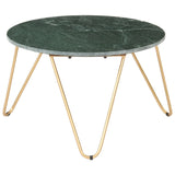 ZNTS Coffee Table Green 65x65x42 cm Real Stone with Marble Texture 286447