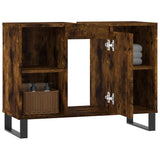 Bathroom Cabinet Smoked Oak 80x33x60 cm Engineered Wood 831641