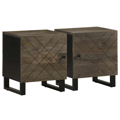 ZNTS Bedside Cabinets 2 pcs Black 40x33x46 cm Solid Wood Mango 4017681