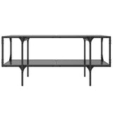 Coffee Table with Black Glass Top 98.5x50x45 cm Steel 846043