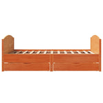ZNTS Bed Frame without Mattress Wax Brown 120x190 cm Small Double Solid Wood Pine 3301802