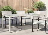 Garden Table 150x90x75 cm Tempered Glass and Poly Rattan White 316709