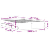 Bed Frame with Drawers without Mattress Smoked Oak 140x190 cm 3207305