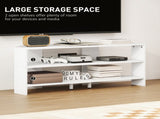 Corner TV Stand with 2 Open Shelves for 47 Inch TV - White T3398P377853