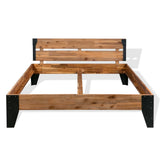 Bed Frame without Mattress Solid Acacia Wood Steel 152x203 cm 281453