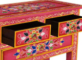Sideboard with Drawers Solid Mango Wood Pink Hand Painted 244841
