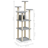 Cat Tree with Sisal Scratching Posts Light Grey 171 cm 171486