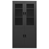 Office Cabinet Anthracite Steel, tempered glass Large 335949