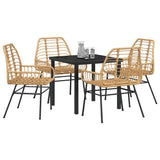 Garden Dining Set 5 pcs Brown Poly Rattan 3380849