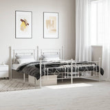 Metal Bed Frame without Mattress with Footboard White 180x200cm 374410