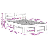 Bed Frame with Headboard Brown 140 x 190 cm Solid Pine Wood 872488