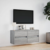 TV Wall Cabinet with LED Lights Grey Sonoma 100x31x45 cm 852297
