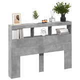 Headboard Cabinet with LED Concrete Grey 140x17x102 cm 839199