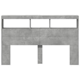 Headboard Cabinet with LED Concrete Grey 160x17x102 cm 839206