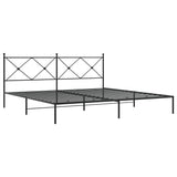 Metal Bed Frame without Mattress with Headboard Black 200x200cm 376509
