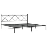 Bed Frame Black Powder-Coated Steel Double Bed Bed Frame 376508
