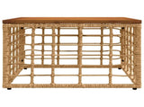 Garden Table Natural 55 x 55 x 37 cm PE Rattan and Glass 42035140
