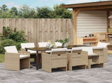 Garden Dining Set 9 pcs Beige Poly Rattan 3380608
