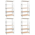 5-Layer Shelves 4 pcs Silver Steel&Engineered Wood 3154211