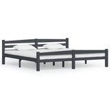 Bed Frame Dark grey Solid pinewood, plywood Double Durable 322095
