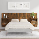 Bed Headboard with Cabinets Smoked Oak Engineered Wood 3115697