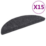 Stair Mats Self-adhesive 15 pcs 56x17x3 cm Dark Grey Half Round 132691